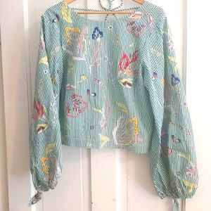 NWT Maeve by Anthropologie embroidered top (large) 100% cotton